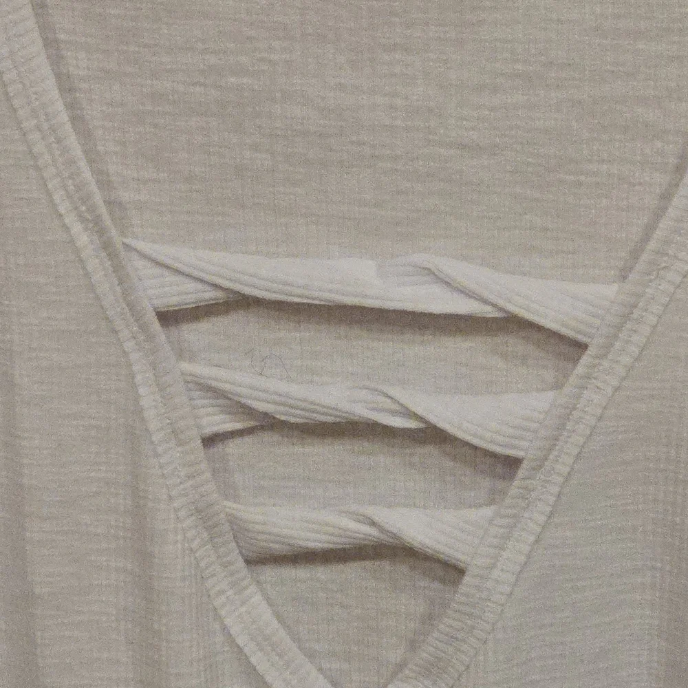 Women Casual Long Sleeve Tunic V-Neck Criss Cross Ribbed Casual Tee XXL - Picture 3 of 5